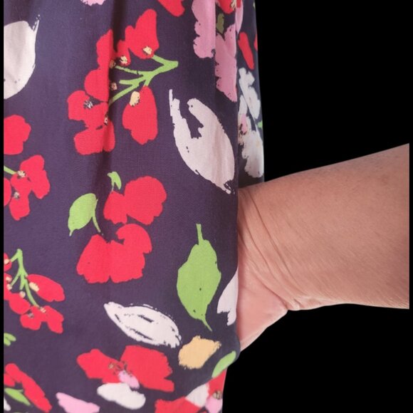 Maggy London Navy Floral Dress Ruffled Sleeveless Pockets Sz 10 - Picture 6 of 8